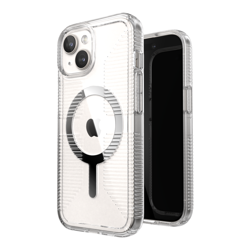 Speck - Gemshell Grip Magsafe Case For Apple Iphone 15  /  Iphone 14  /  Iphone 13 - Clear And Chrome