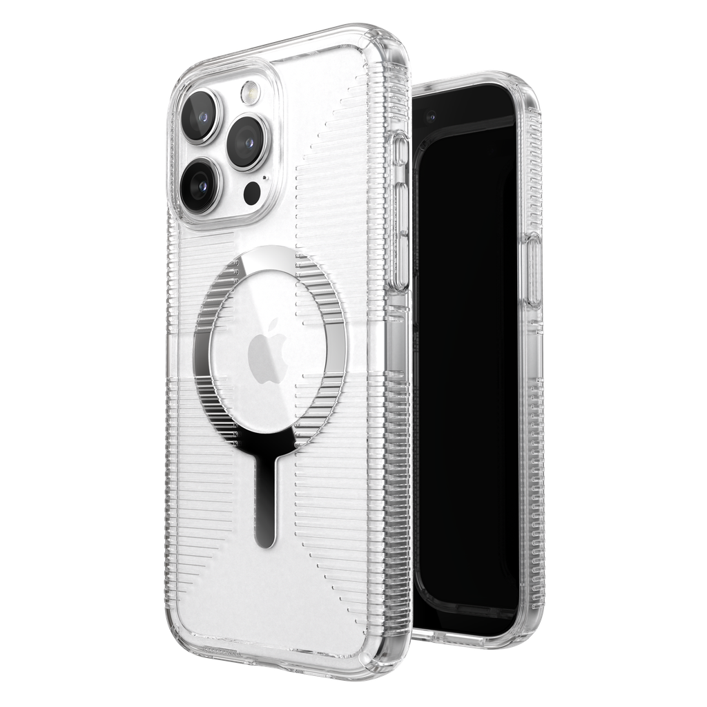 Speck - Gemshell Grip Magsafe Case For Apple Iphone 15 Pro Max - Clear And Chrome