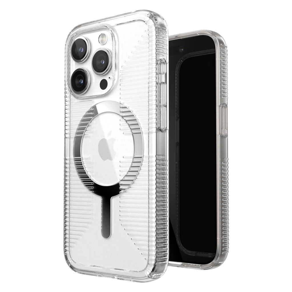 Speck - Gemshell Grip Magsafe Case For Apple Iphone 15 Pro - Clear And Chrome