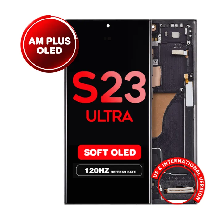 OLED Assembly for Samsung Galaxy S23 Ultra (S918) with Frame - Phantom Black (Aftermarket Plus - Soft OLED / 120Hz) (US Version)