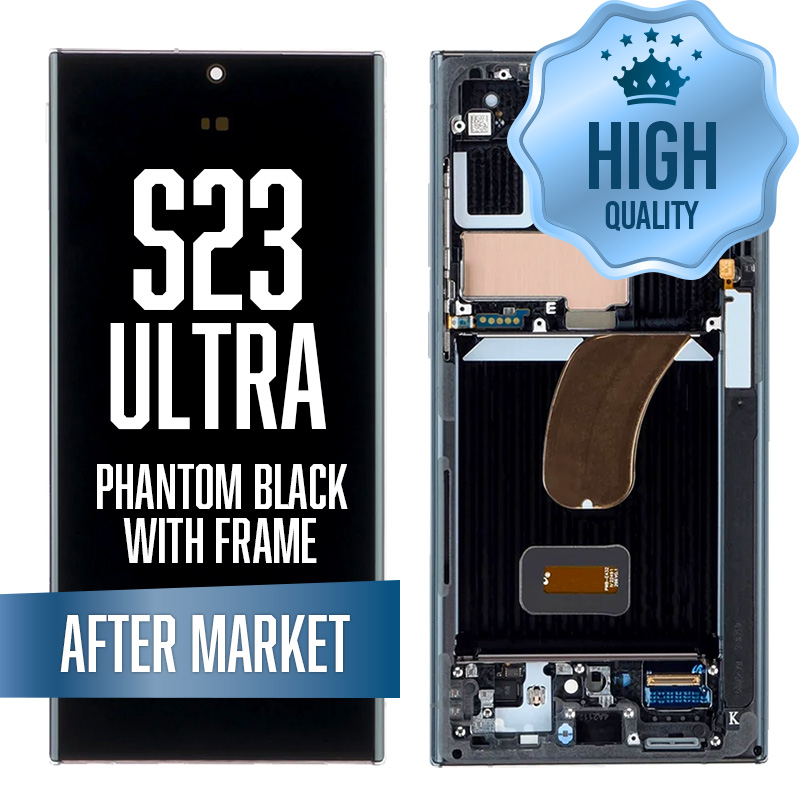 OLED Assembly for Samsung Galaxy S23 Ultra With Frame - Phantom Black (High Quality - Aftermarket) (US Version)