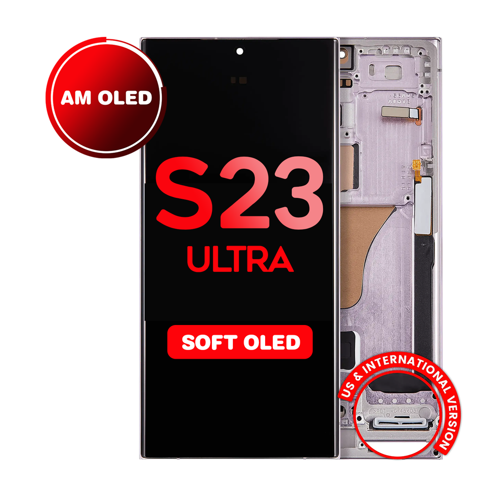OLED Assembly for Samsung Galaxy S23 Ultra (S918) with Frame - Lavender (Aftermarket Plus - Soft OLED / 120Hz) (US Version)