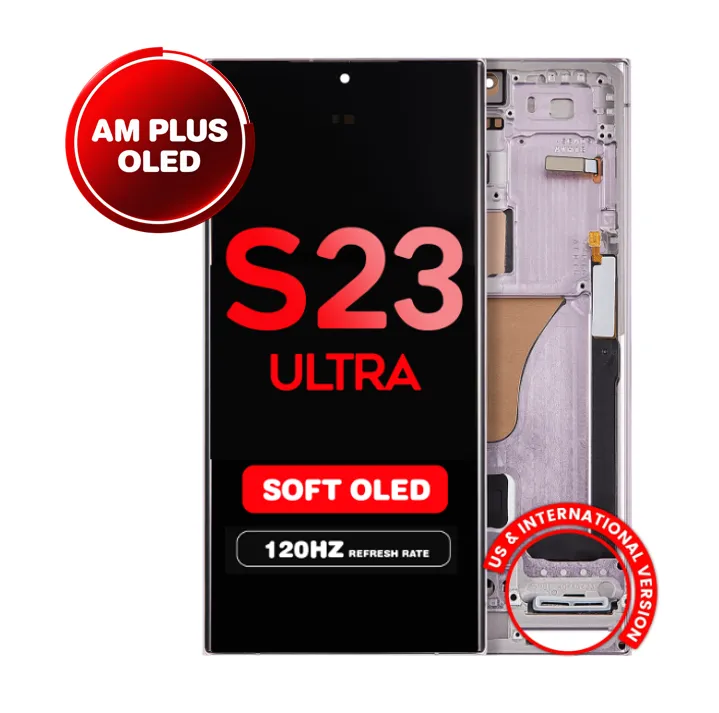 OLED Assembly for Samsung Galaxy S23 Ultra (S918) with Frame - Lavender (Aftermarket Plus - Soft OLED / 120Hz) (US Version)
