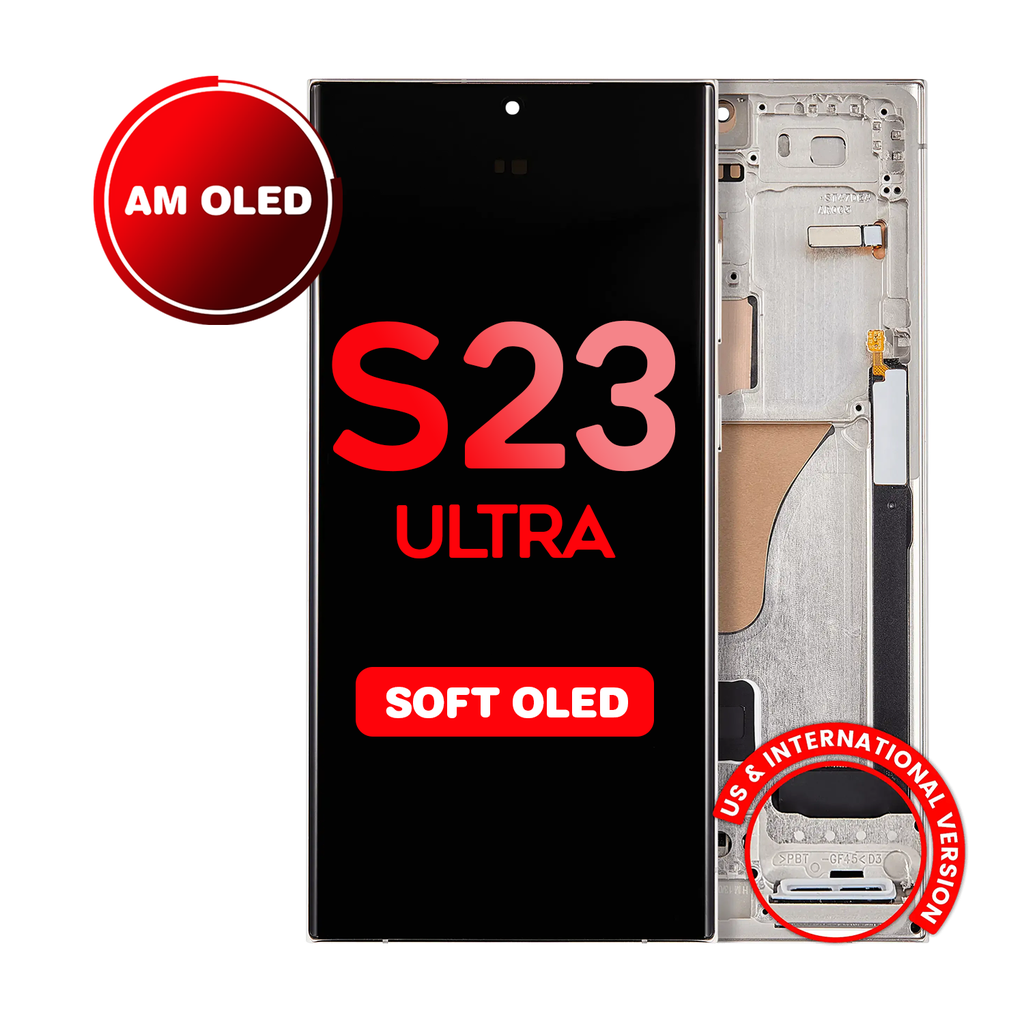 OLED Assembly for Samsung Galaxy S23 Ultra (S918) with Frame - Cream (Aftermarket Plus - Soft OLED / 120Hz) (US Version)