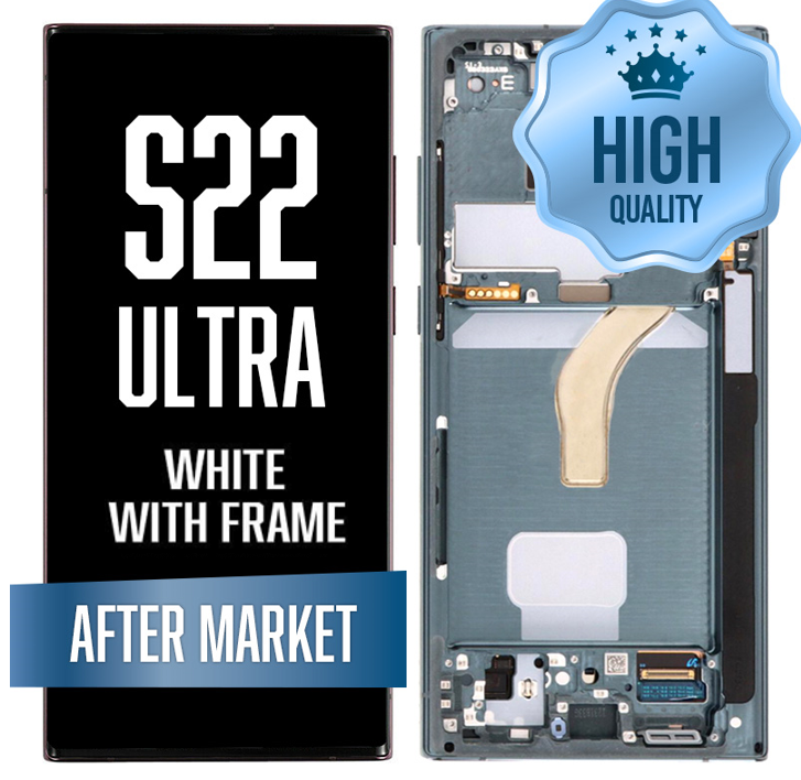 OLED Assembly for Samsung Galaxy S22 Ultra With Frame - White (High Quality - Aftermarket)