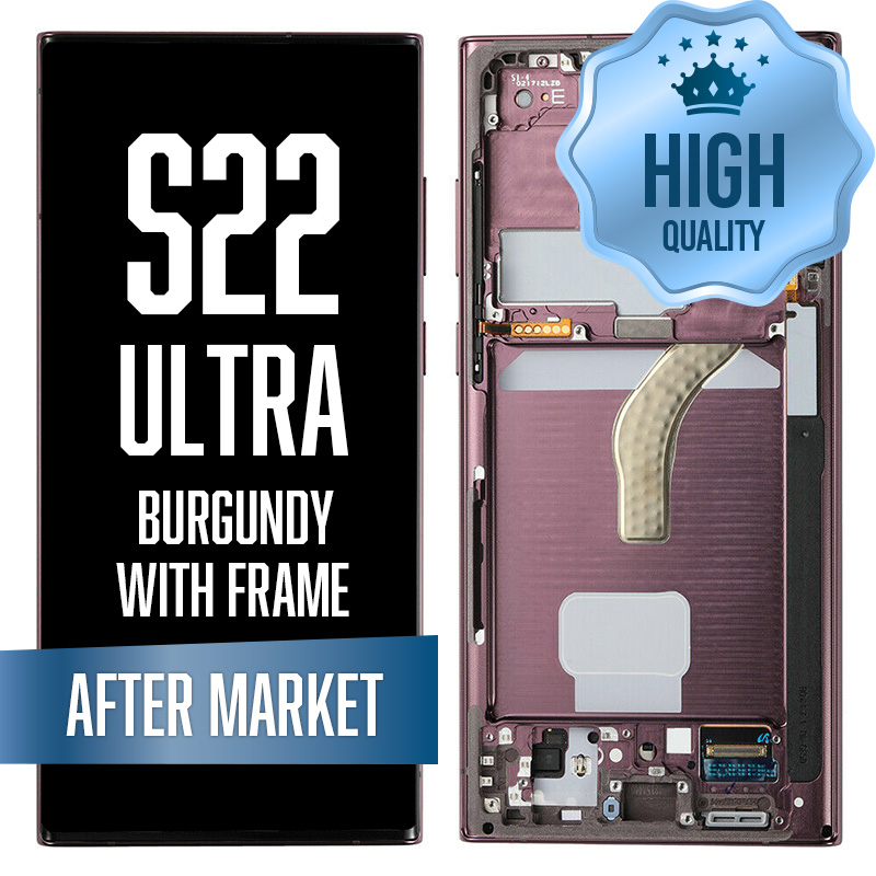 OLED Assembly for Samsung Galaxy S22 Ultra With Frame - Burgundy (High Quality - Aftermarket)