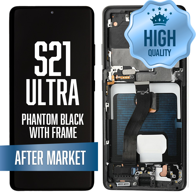 OLED Assembly for Samsung Galaxy S21 Ultra With Frame - Phantom Black (High Quality - Aftermarket)