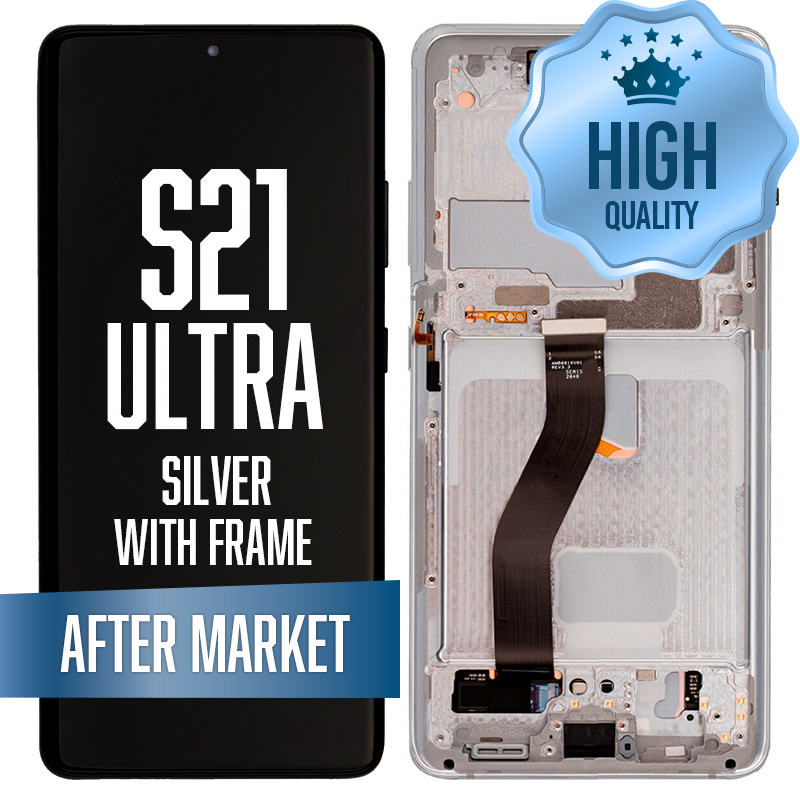 OLED Assembly for Samsung Galaxy S21 Ultra With Frame - Silver(High Quality - Aftermarket)