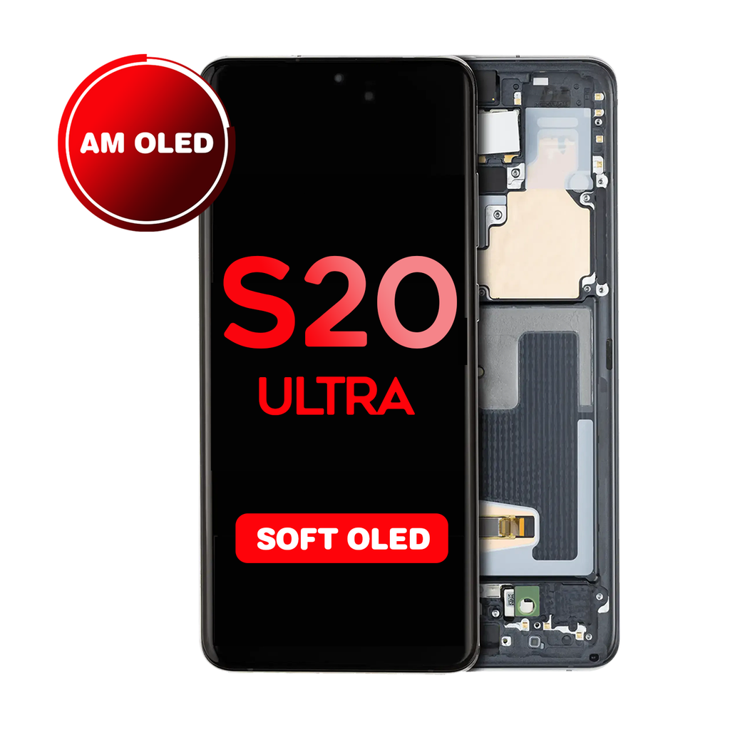 OLED Assembly for Samsung Galaxy S20 Ultra (G988) with Frame - Cosmic Black (Aftermarket - OLED)