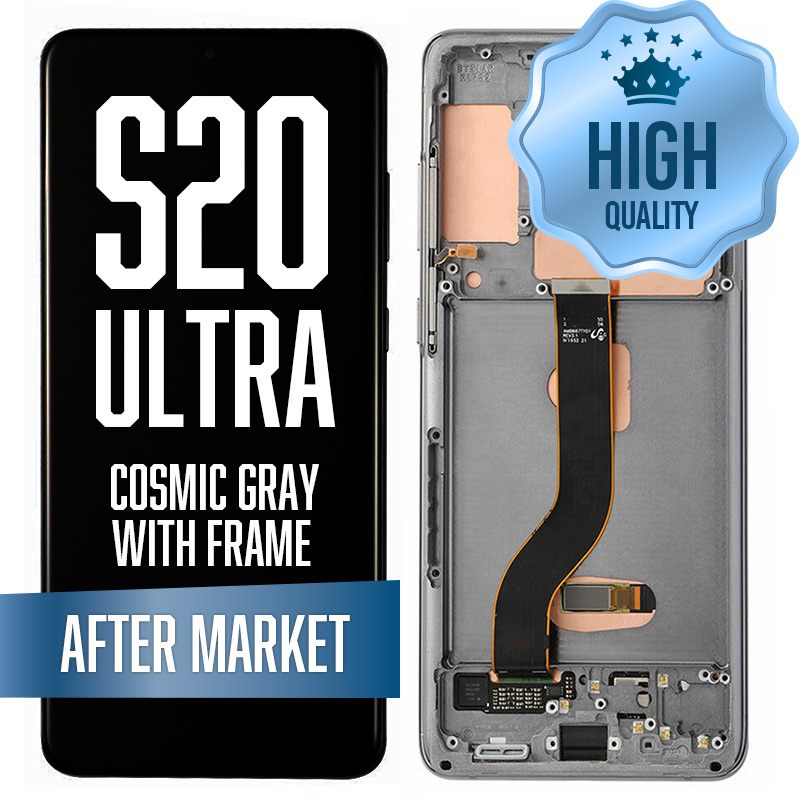 OLED Assembly for Samsung Galaxy S20 Ultra With Frame - Cosmic Gray (High Quality - Aftermarket)