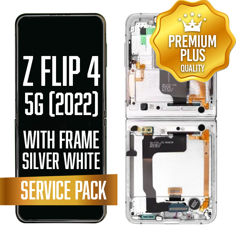 OLED Assembly (Inner) for Samsung Galaxy Z Flip 4 5G (2022) With Frame - Silver White (Service Pack)
