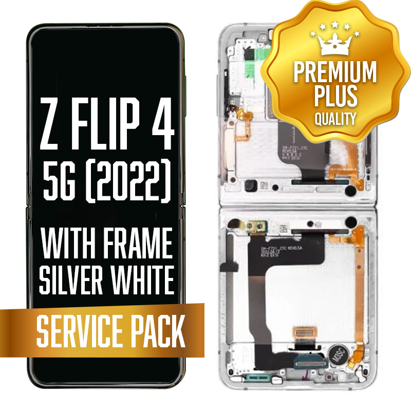 OLED Assembly (Inner) for Samsung Galaxy Z Flip 4 5G (F721) With Frame - Silver White (Service Pack)
