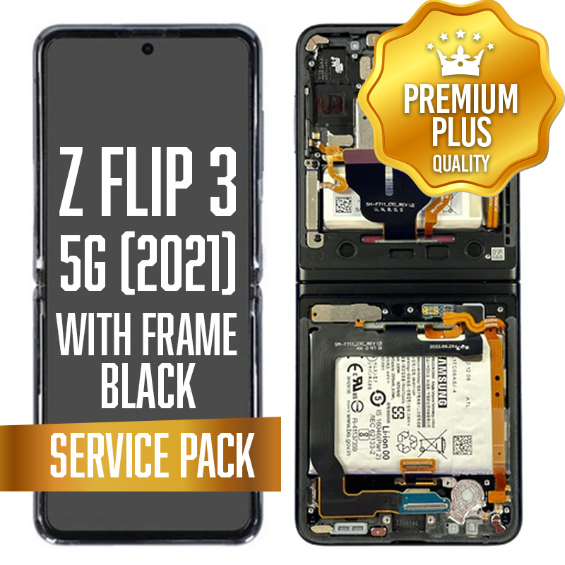 OLED Assembly (Inner) for Samsung Galaxy Z Flip 3 5G (F711) With Frame - Black (Service Pack)