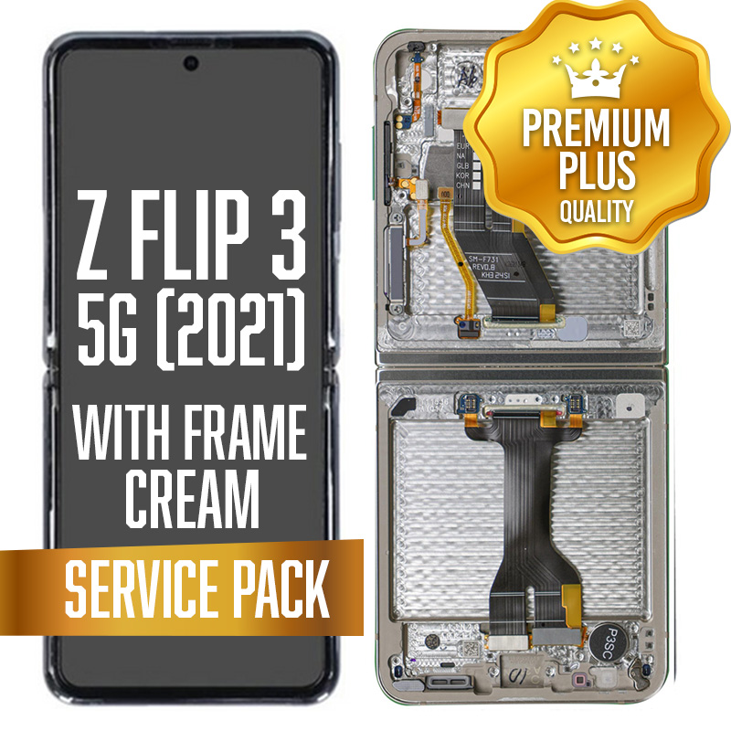 OLED Assembly (Inner) for Samsung Galaxy Z Flip 3 5G (2021) With Frame - Cream (Service Pack)