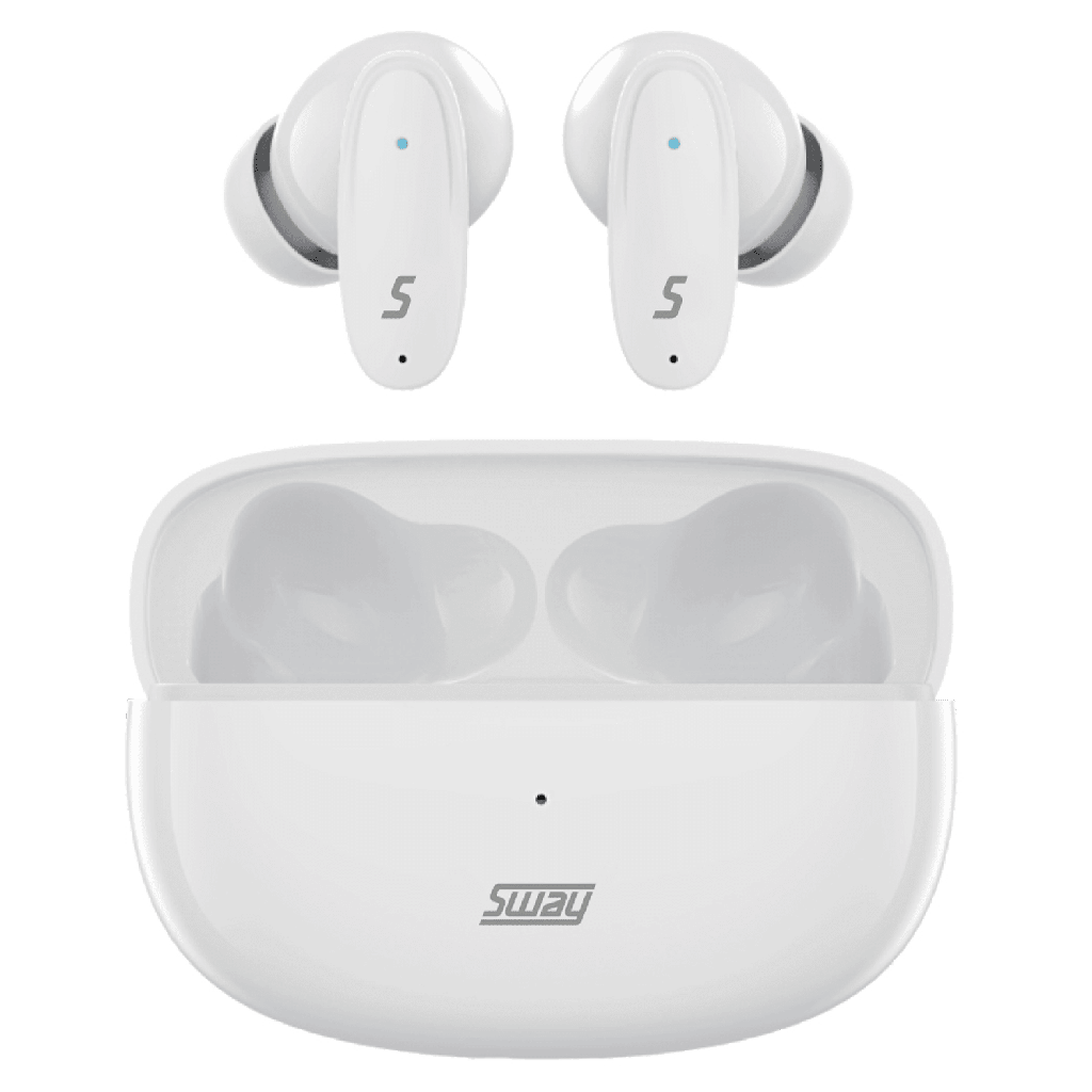 Sway - Dual Microphone Enc Comfort Fit True Wireless Headphones With Power Go Charging Case - White