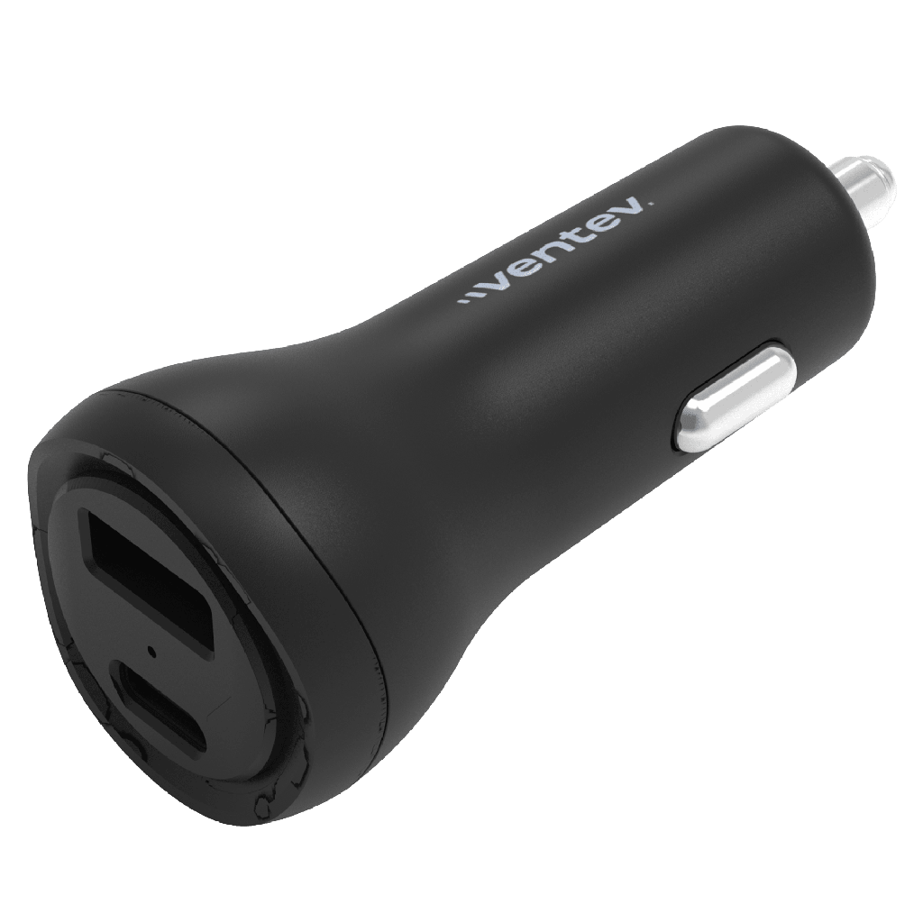 Ventev - Ultrafast 32w Dual Usb C And Usb A Port Car Charger - Black