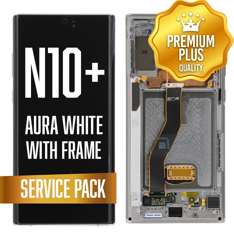 LCD Assembly for Note 10 Plus with Frame - Aura White (Service Pack)