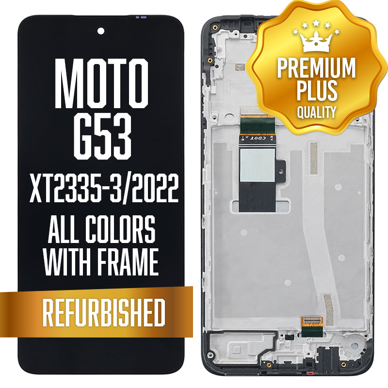 LCD with frame for Motorola Moto G53 (XT2335-3 / 2022) - All Colors (Premium/ Refurbished)