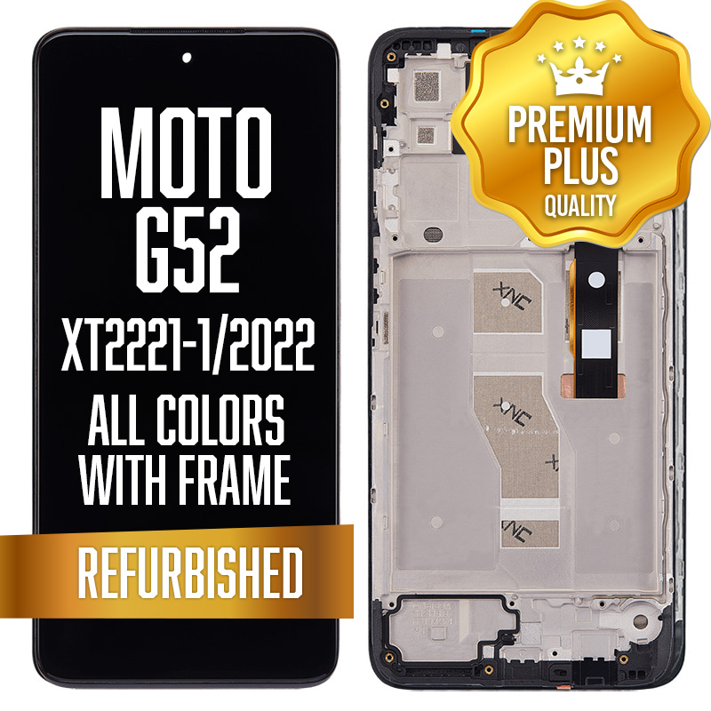 OLED Assembly with frame for Motorola Moto G52 (XT2221-1 / 2022) - All Colors (Premium/ Refurbished)
