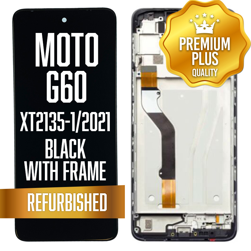 LCD with frame for Motorola Moto G60 (XT2135-1 / 2021) - Black (Premium/ Refurbished)