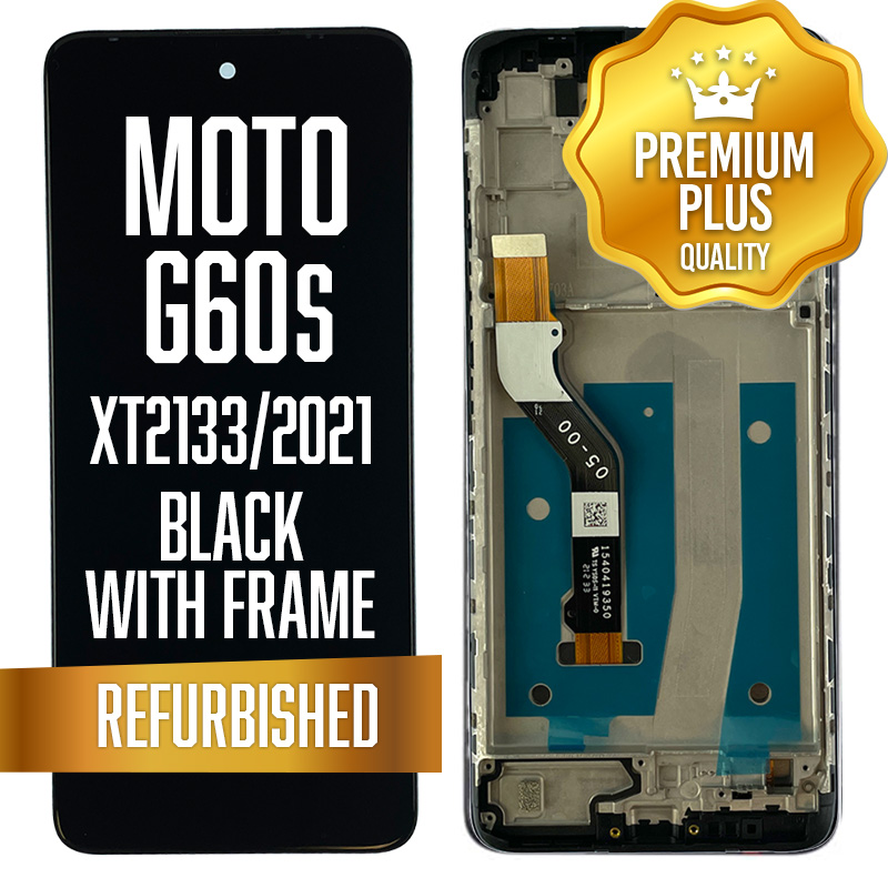 LCD with frame for Motorola Moto G60S (XT2133 / 2021) - Black (Premium/ Refurbished)