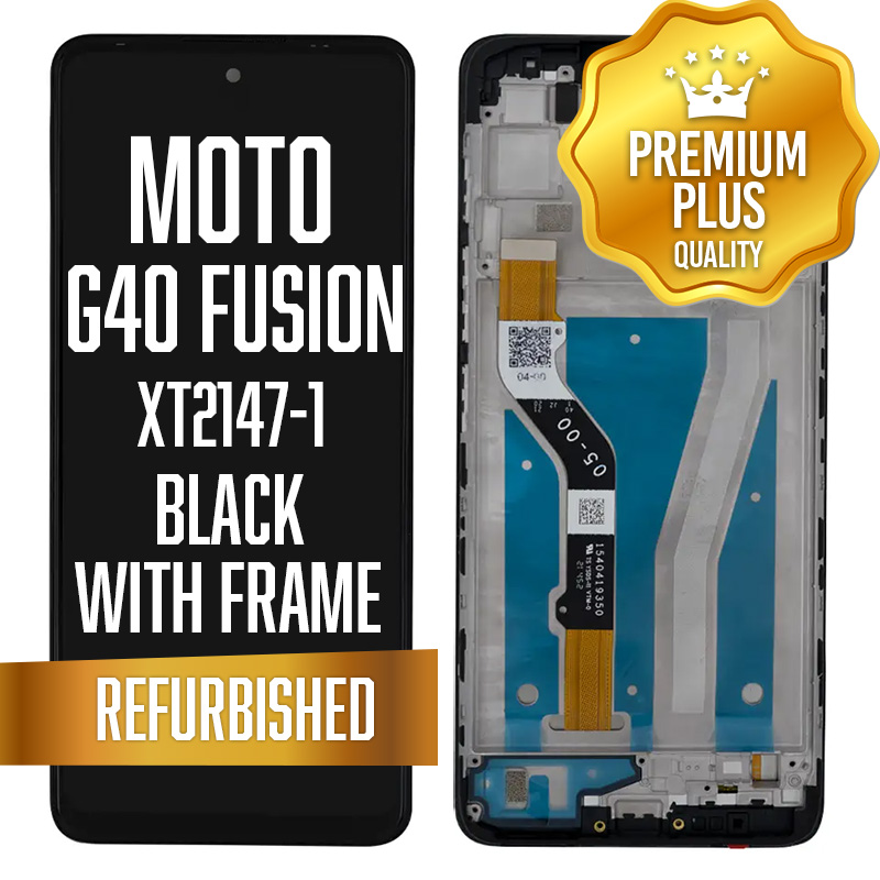LCD with frame for Motorola Moto G40 Fusion (XT2147-1) - Black (Premium/ Refurbished)