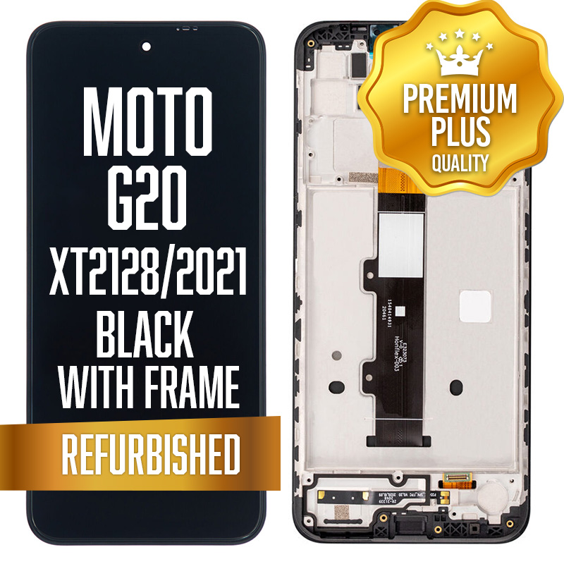 LCD with frame for Motorola Moto G20 (XT2128 / 2021) - Black (Premium/ Refurbished)
