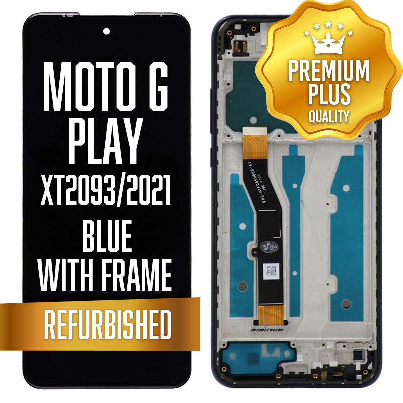 LCD with frame for Motorola Moto G Play (XT2093 / 2021) - Blue (Premium/ Refurbished)