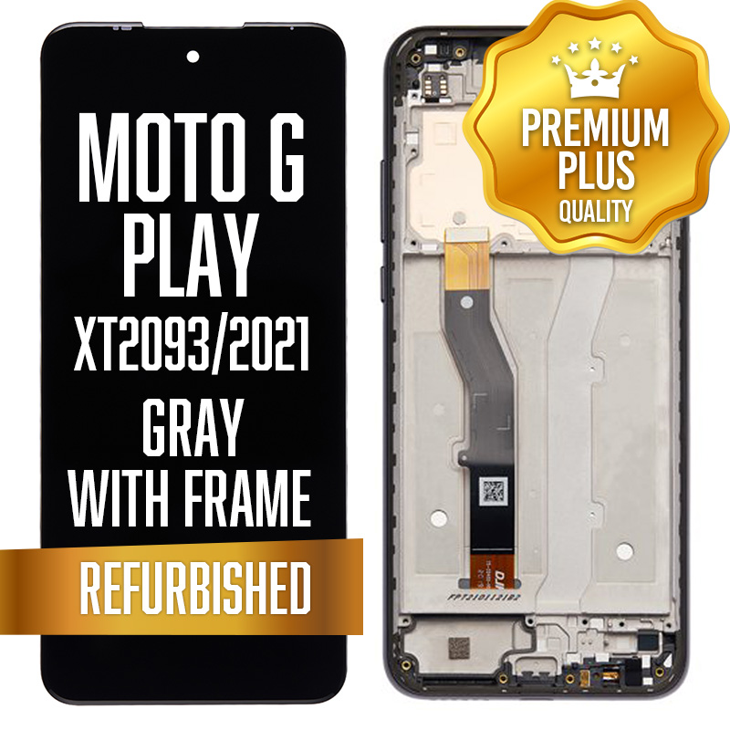 LCD with frame for Motorola Moto G Play (XT2093 / 2021) - Gray (Premium/ Refurbished)