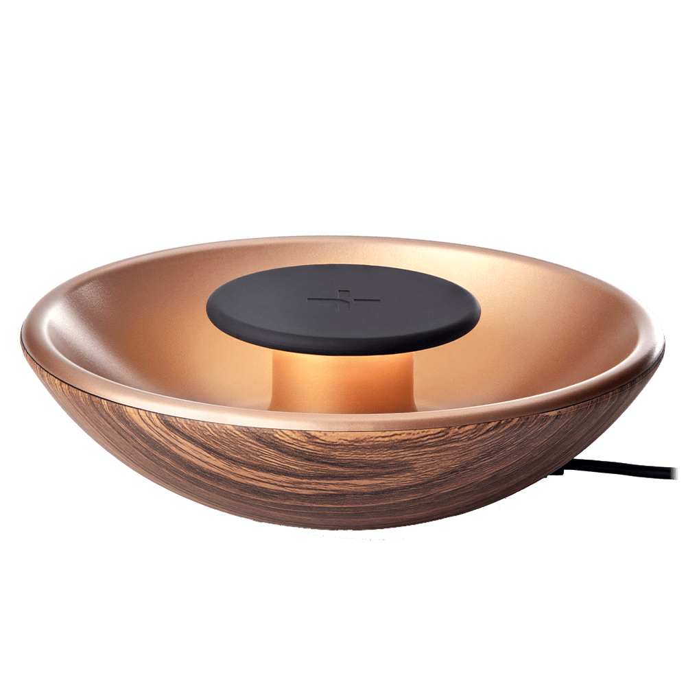 Tylt - Bowl Home Decor Wireless Charging Pad 10w - Wood Grain