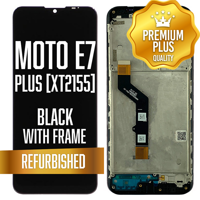 LCD with frame for Motorola Moto E7 Plus (XT2081) - Black (Premium/ Refurbished)