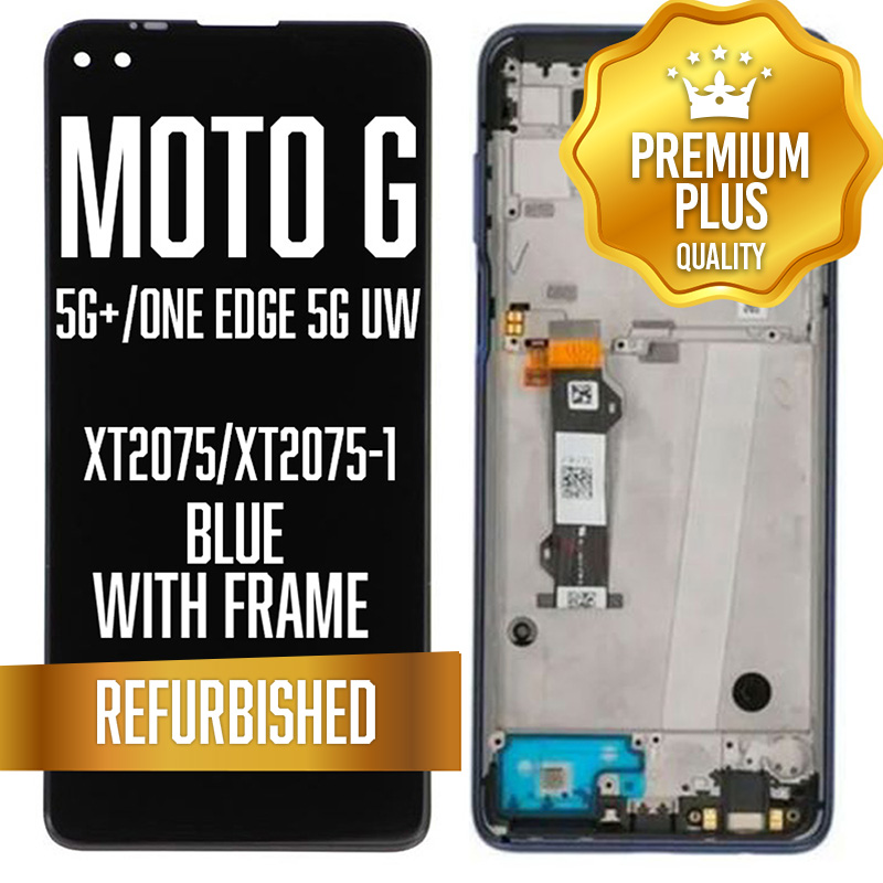 LCD with frame for Motorola Moto G 5G Plus (XT2075) / One Edge 5G UW (XT2075-1) - Blue (Premium/ Refurbished)