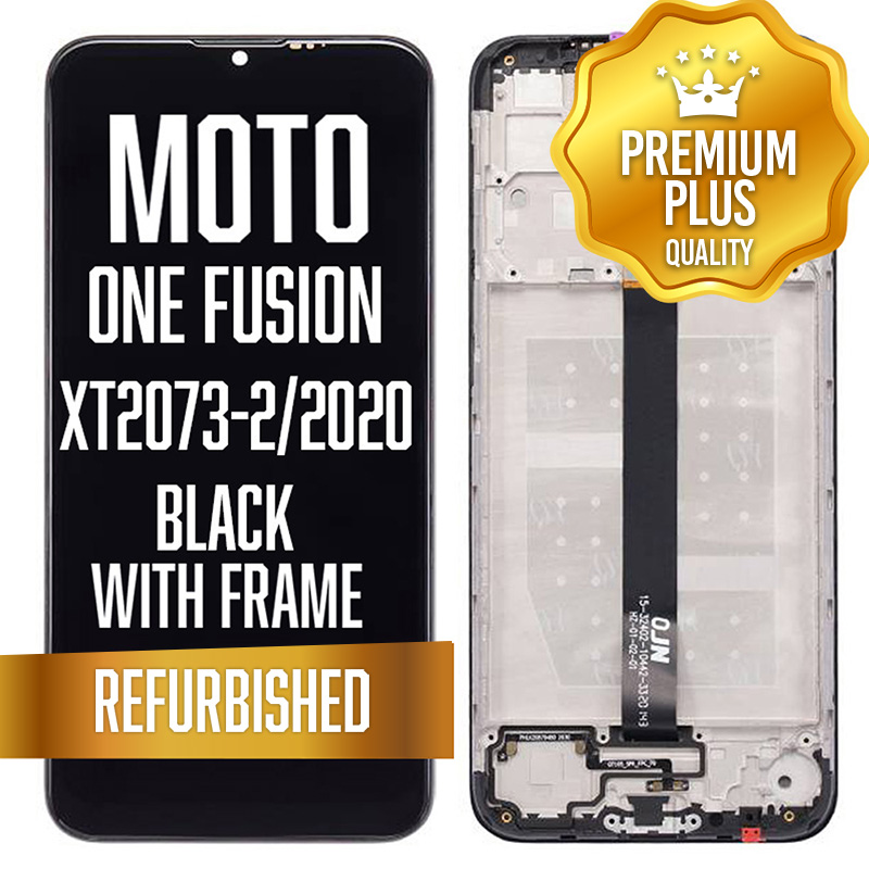 LCD with frame for Motorola One Fusion (XT2073-2 / 2020) - Black (Premium/ Refurbished)