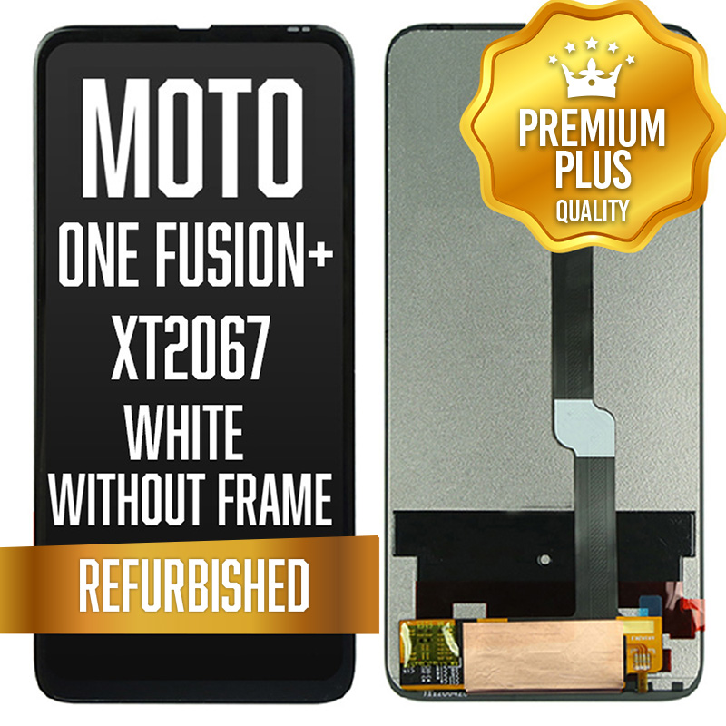 LCD w/out frame for Motorola One Fusion Plus (XT2067) - White (Premium/ Refurbished)