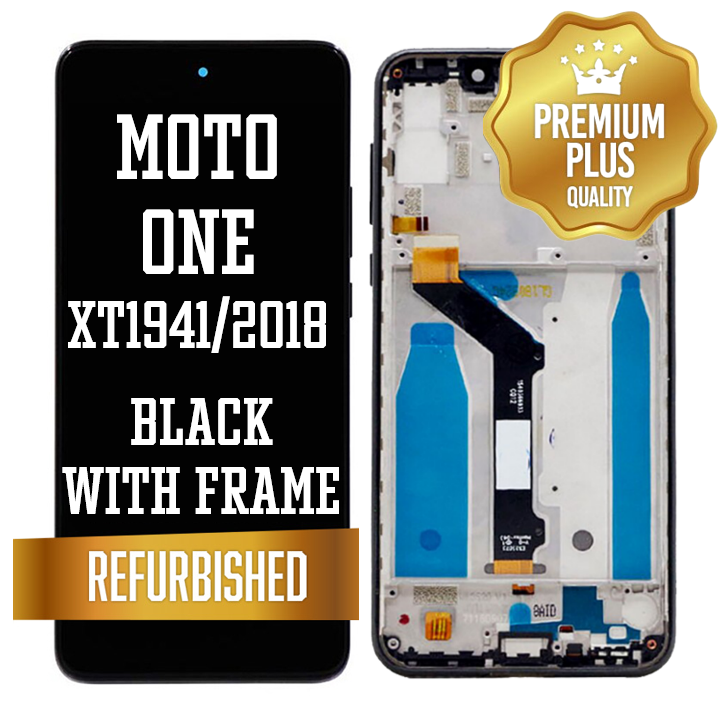 LCD with frame for Motorola One (XT1941 / 2018) - Black (Premium/ Refurbished)