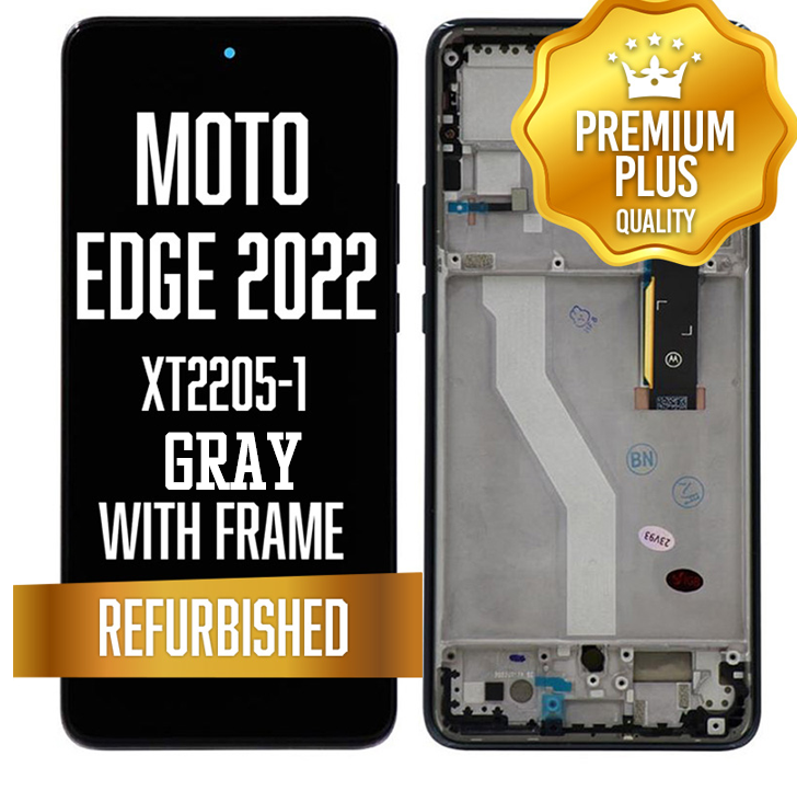 OLED Assembly with frame for Motorola Moto Edge (XT2205-1 / 2022) - Gray (Premium/ Refurbished)
