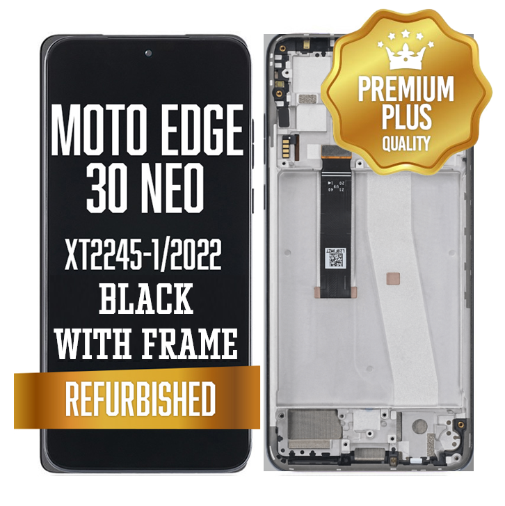 LCD with frame for Motorola Edge 30 Neo (XT2245-1 / 2022) - Black (Premium/ Refurbished)