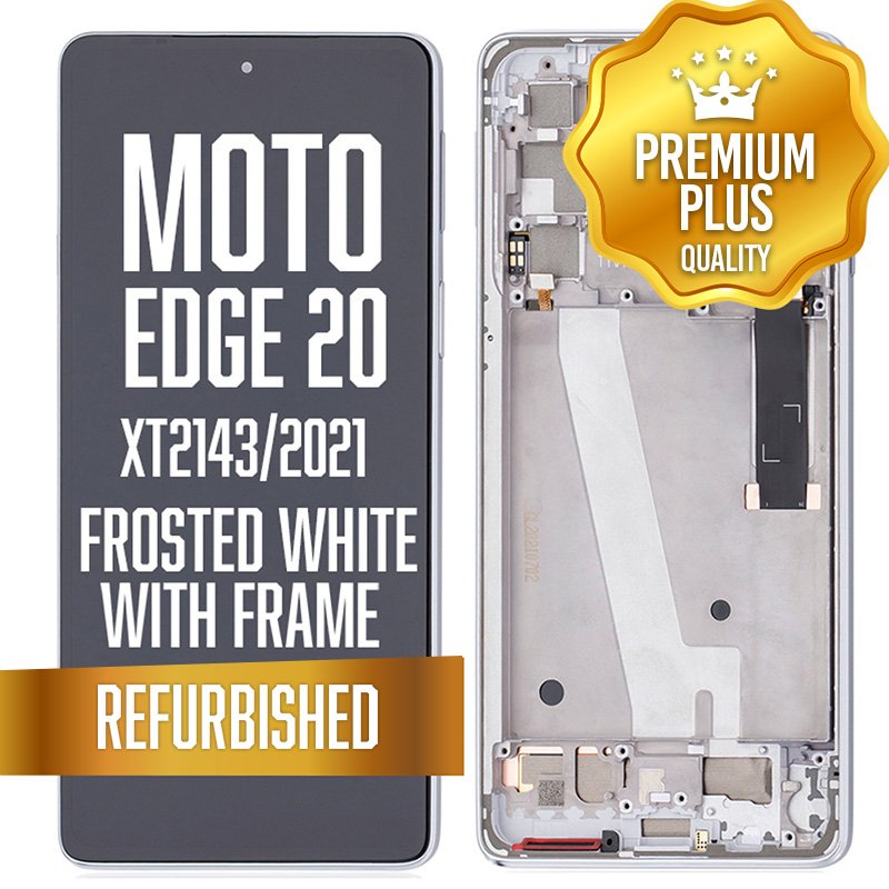 LCD with frame for Motorola Edge 20 (XT2143 / 2021) - Frosted White (Premium/ Refurbished)