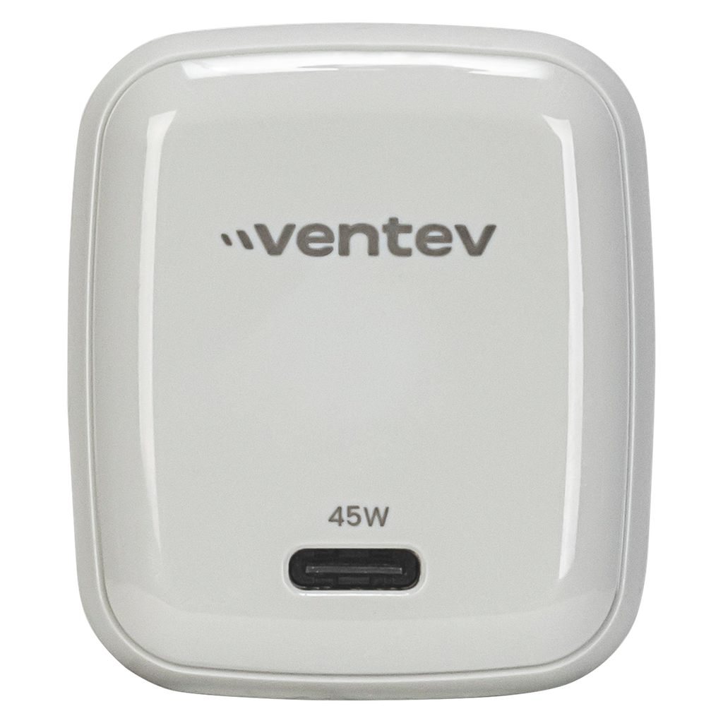 Ventev - Ultrafast Gan Mini 45w Wall Charger And 5a Usb C To Usb C Cable - White
