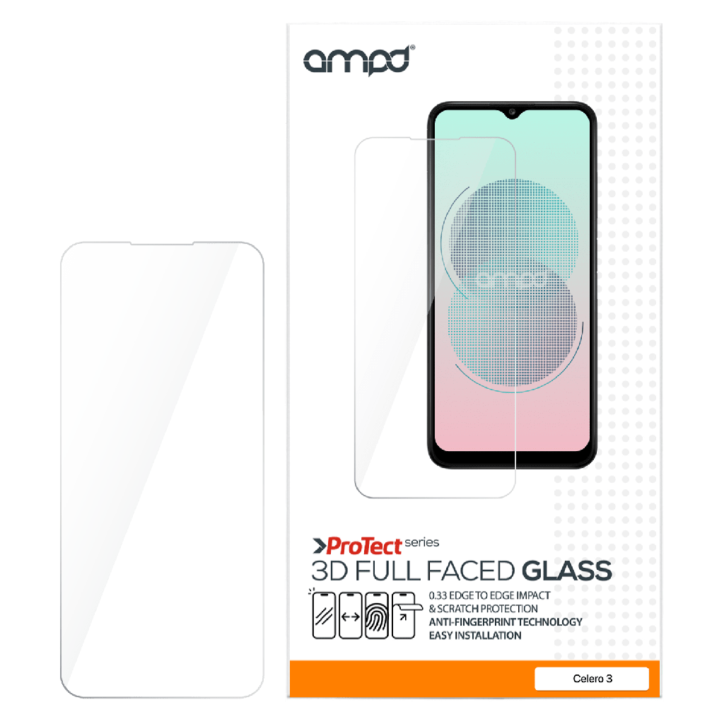 Ampd - 0.33 Hardened Tempered Glass Screen Protector For Boost Celero 5g Gen 3 - Clear