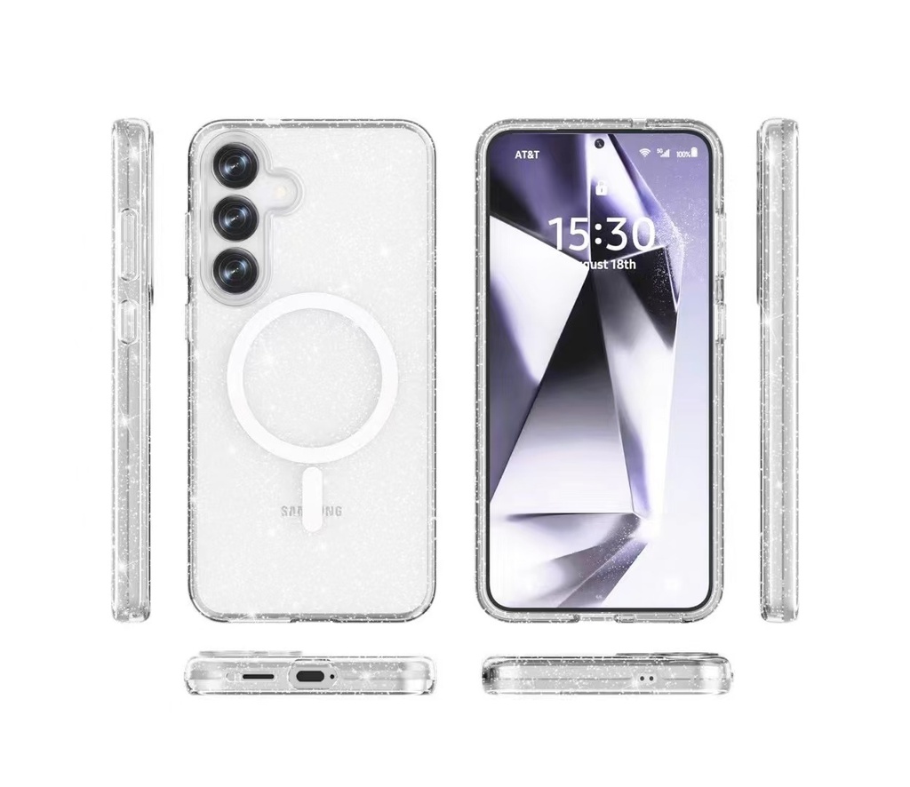 Transparent Color Case with Wireless Charging for Galaxy S24 Ultra - Sparkle Clear