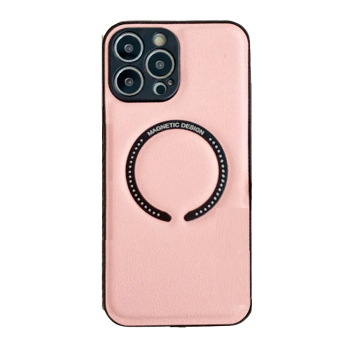 Leather Style Wireless Charging Case for Galaxy S24 - Pink