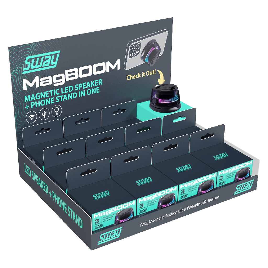 Sway - Magboom Led Magnetic Bluetooth Speaker 12 Pack - Black