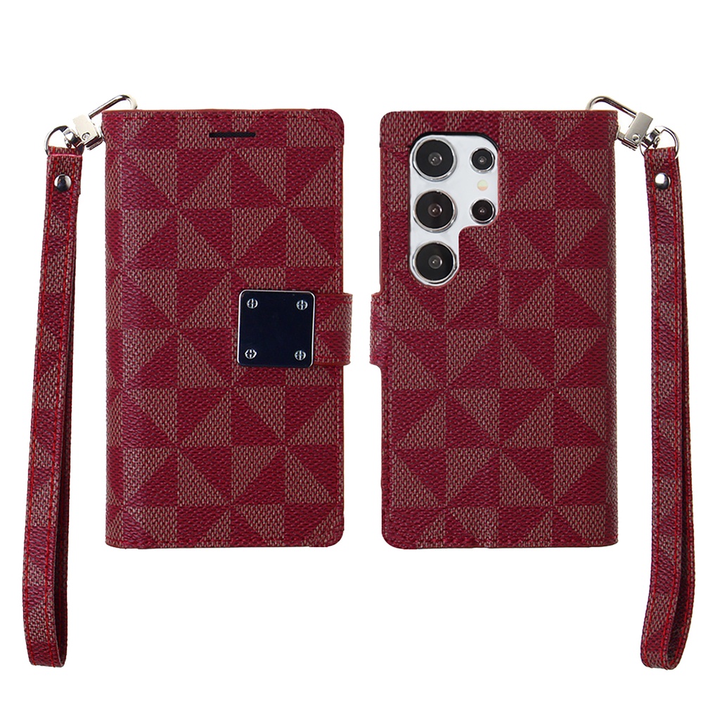 Triangle Wallet Case for Galaxy S24 Plus - Dark Red
