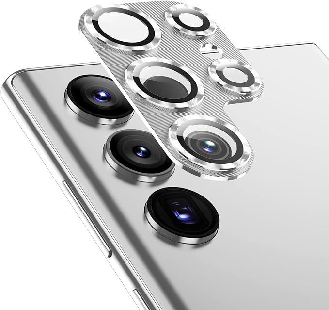 Back Camera Metal Tempered Glass for Samsung Galaxy S24 Ultra (Silver)