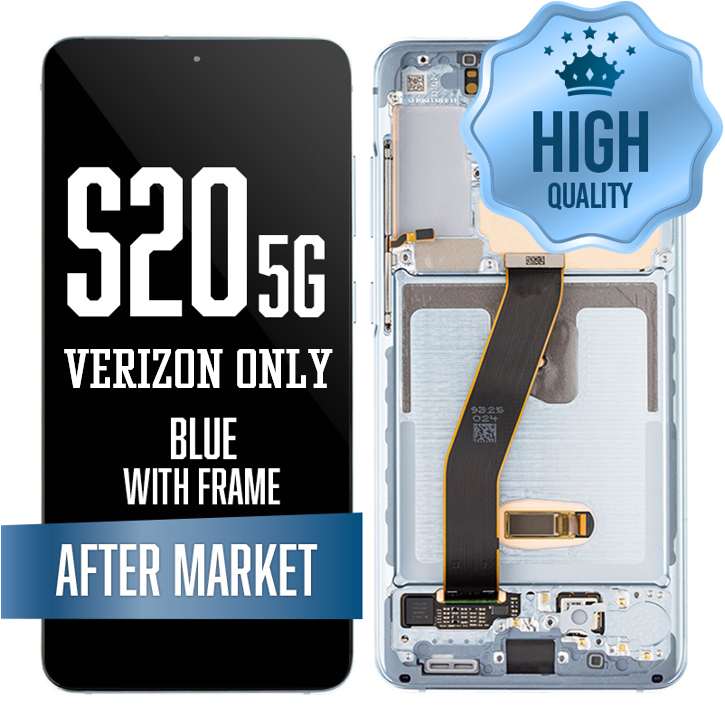 OLED Assembly for Samsung Galaxy S20 With Frame - Blue (Verizon 5G UW Frame) (High Quality - Aftermarket)