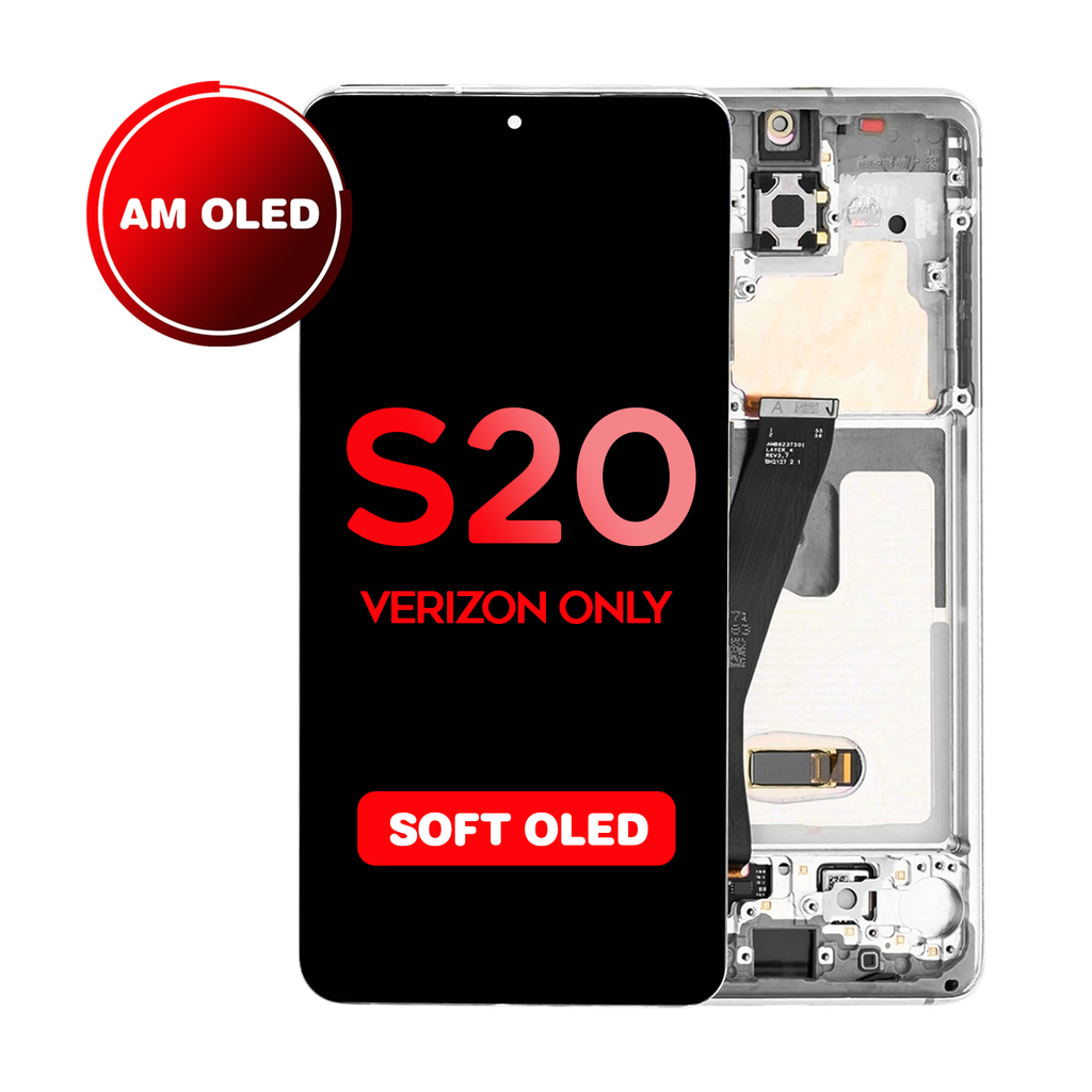 OLED Assembly for Samsung Galaxy S20 (G980 / G981) with Frame - White (Verizon 5G UW Frame) (Aftermarket - OLED)