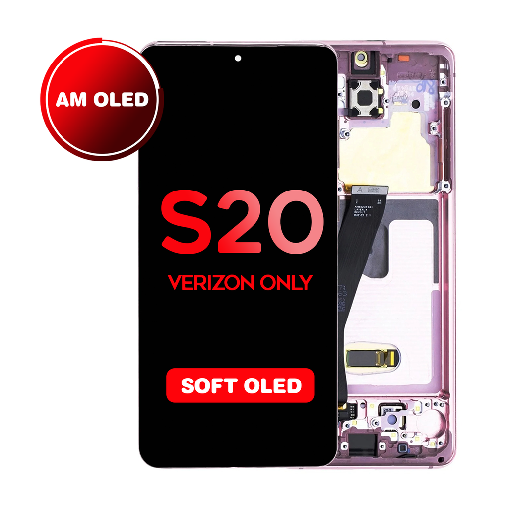 OLED Assembly for Samsung Galaxy S20 (G980 / G981) with Frame - Pink (Non-Verizon 5G UW Frame Only) (Aftermarket - OLED)