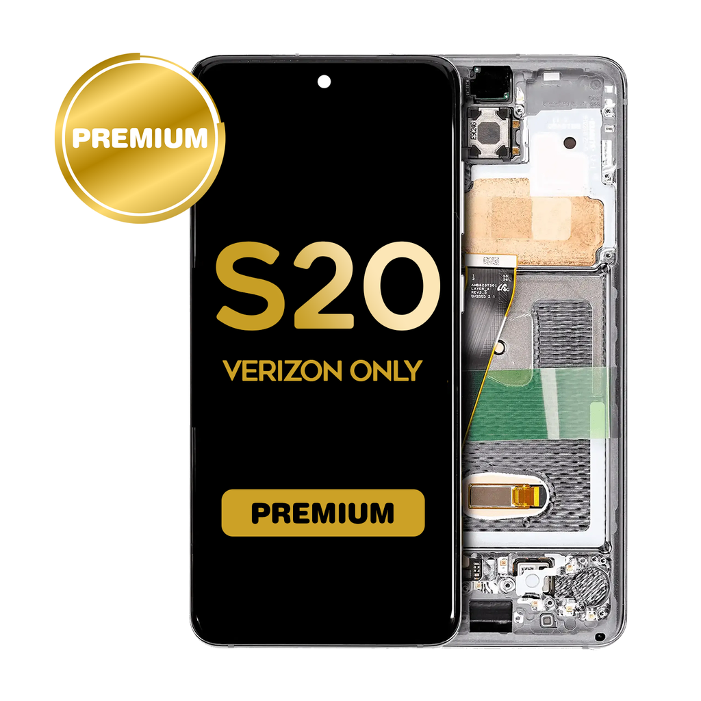 OLED Assembly for Samsung Galaxy S20 (G980 / G981) with Frame - Cloud White (Verizon 5G UW Frame) (Premium)