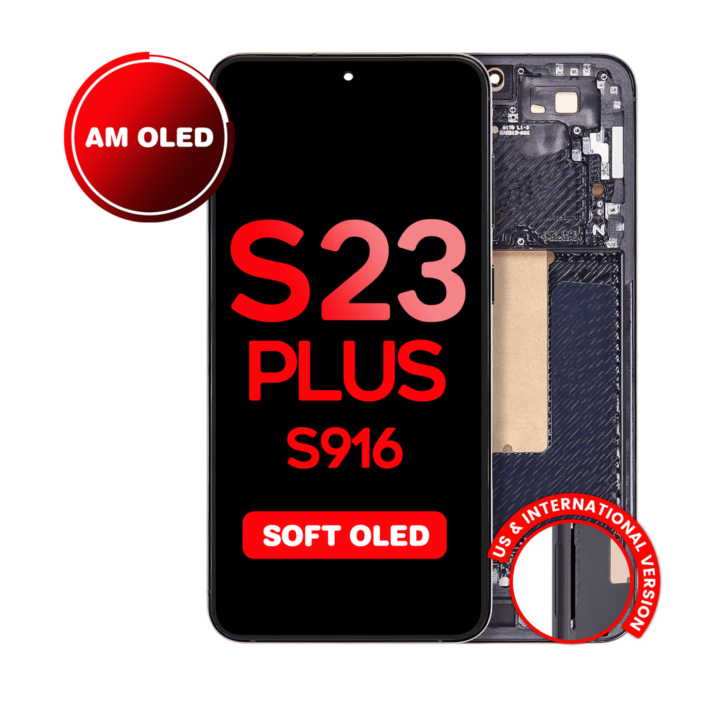 OLED Assembly for Samsung Galaxy S23 Plus (S916) with Frame - Black (Aftermarket - OLED)